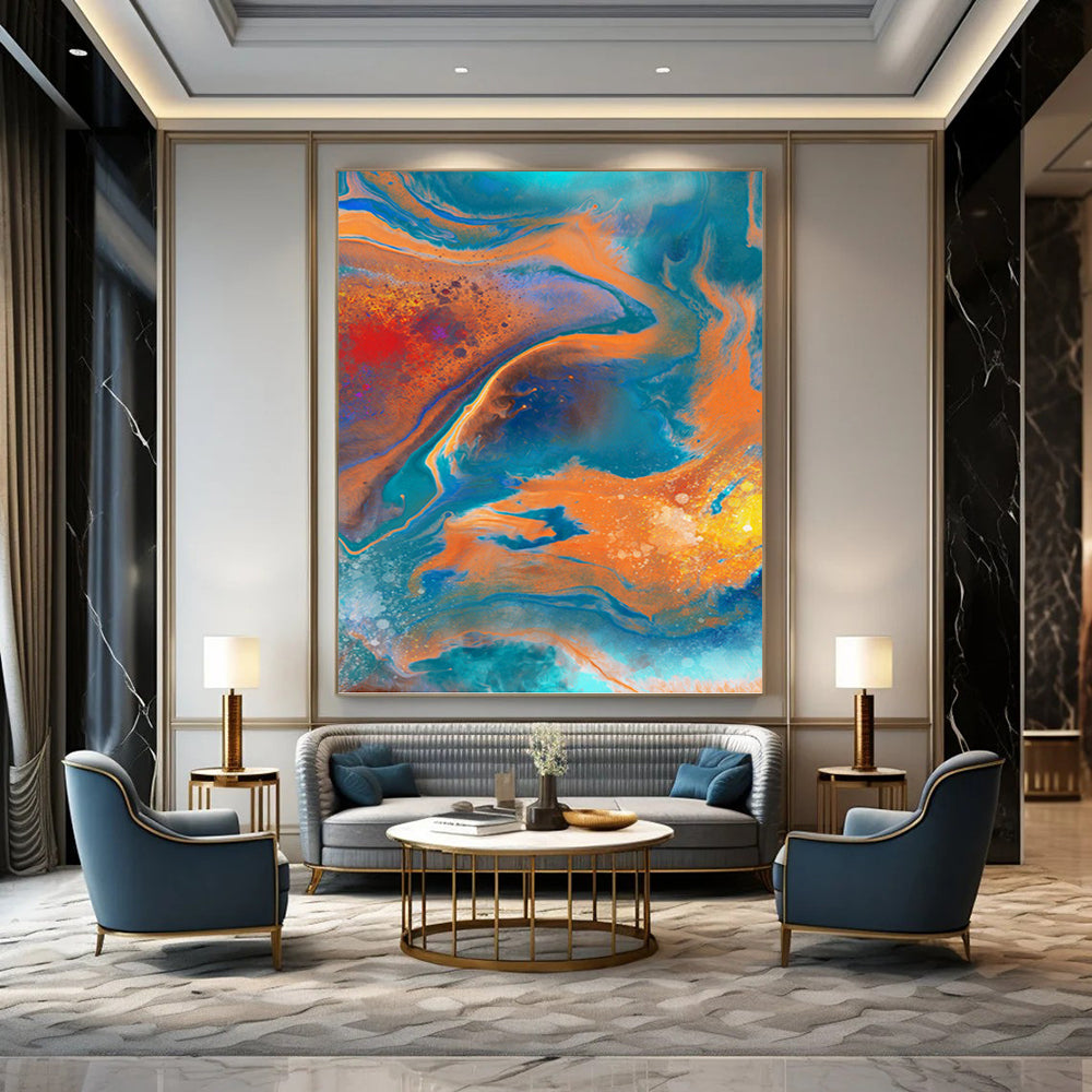 Graceful Textured Abstract Mural for Dining Room & Entryway DKH0940