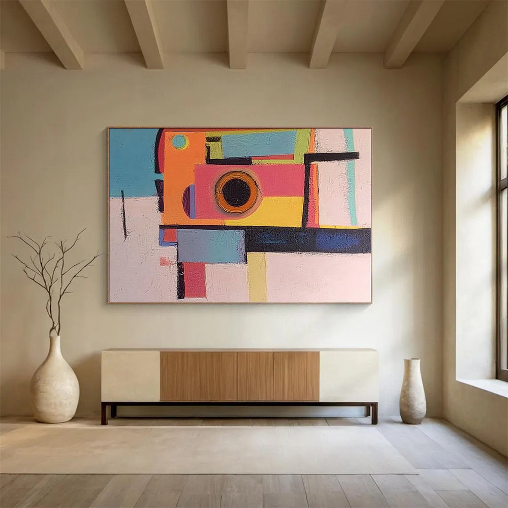 Colorful Geometric Abstract "Playful Prism" Painting On Canvas HB0411