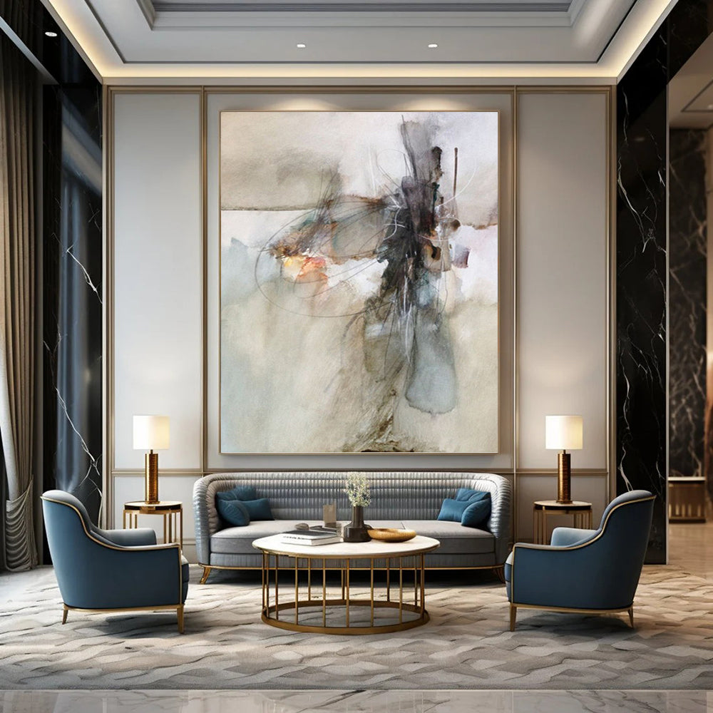 Serene Textured Abstract Mural for Bedroom & Hallway DKH0950