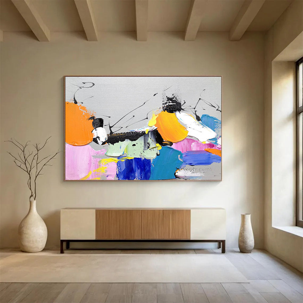 Colorful Abstract Splashes - Playful Living Room or Game Room Art DLZ267