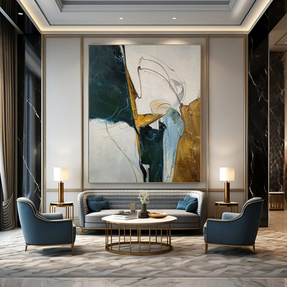 Oversized-Scale Hand-Painted Abstract Canvas for Bedroom & Office LargeART2338