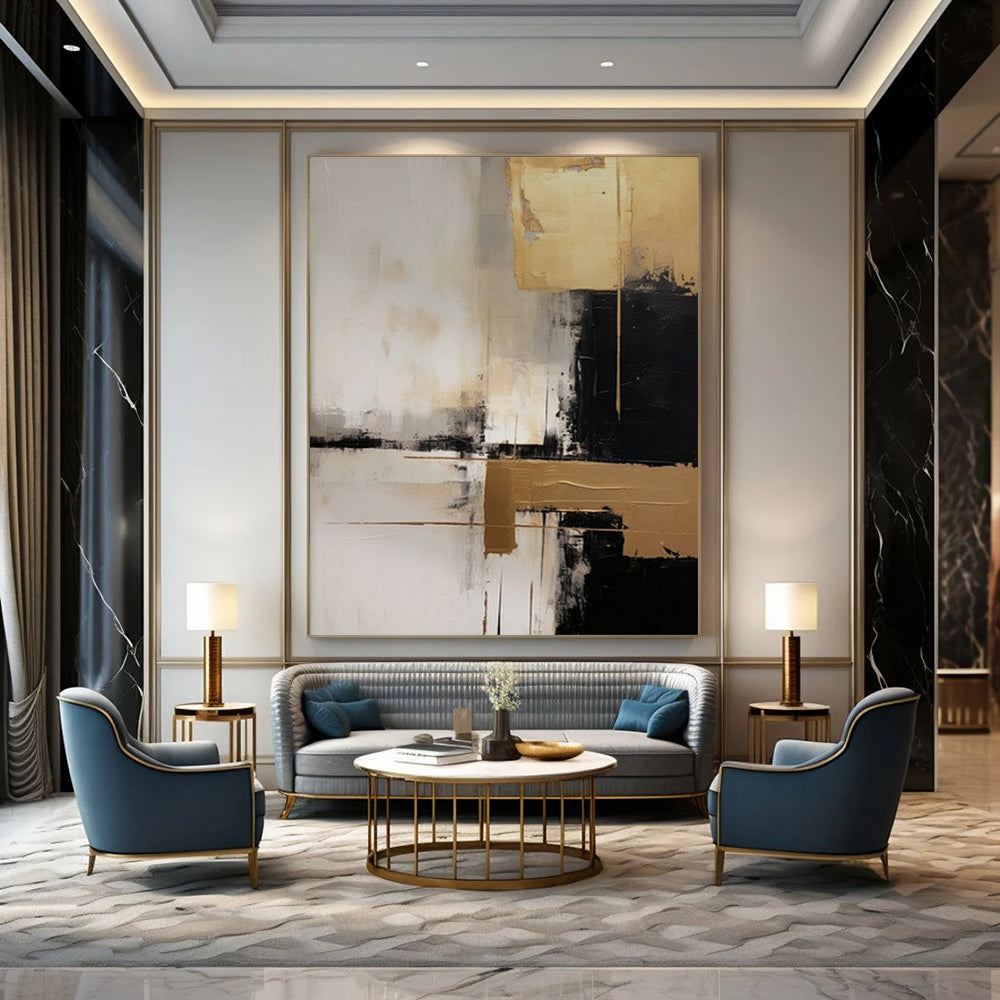 Oversized-Scale Hand-Painted Abstract Canvas for Family Room & Game Den LargeART2251