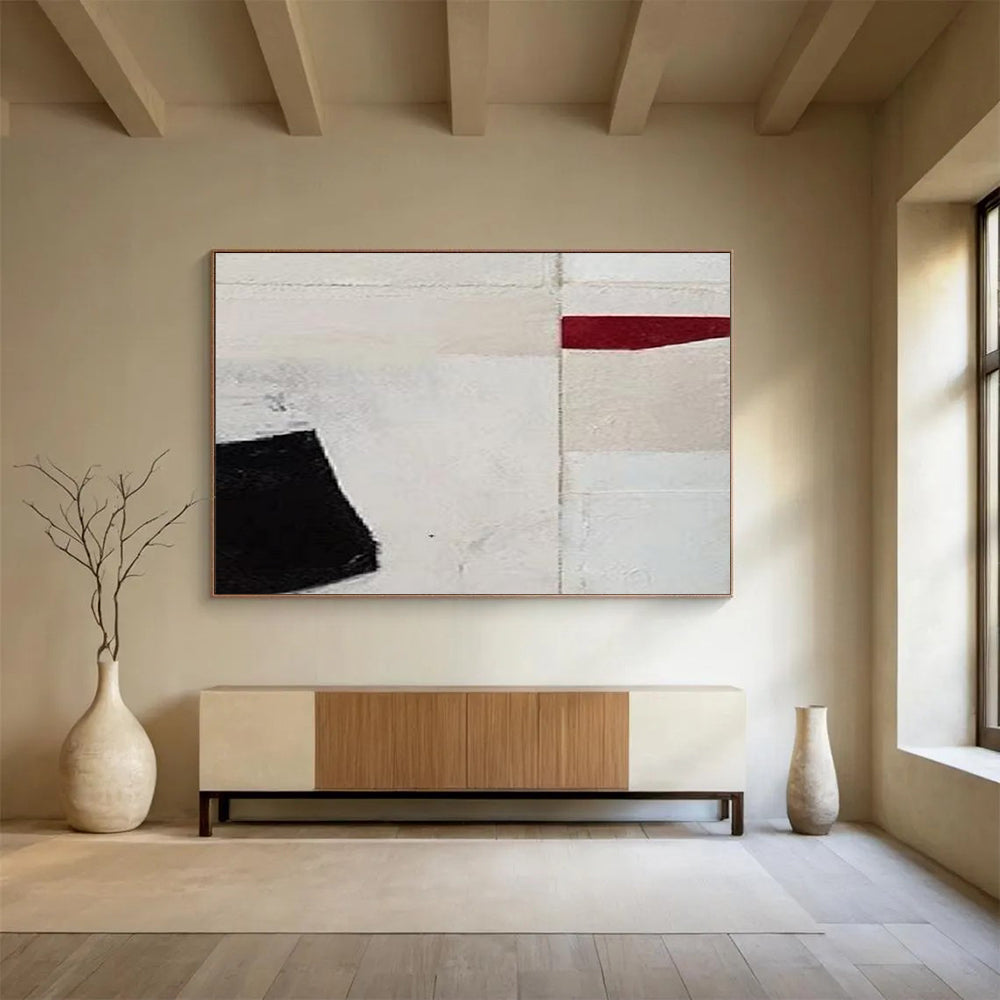 Black - Red Minimalist Abstract - Modern Gallery Wall Piece DLZ110