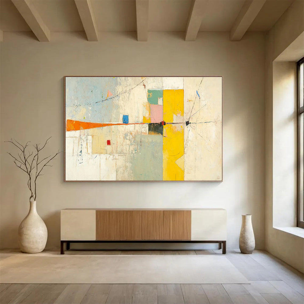 Large - Format Hand - Painted Textured Abstract Wall Mural for Bar & Dining Room DKH614