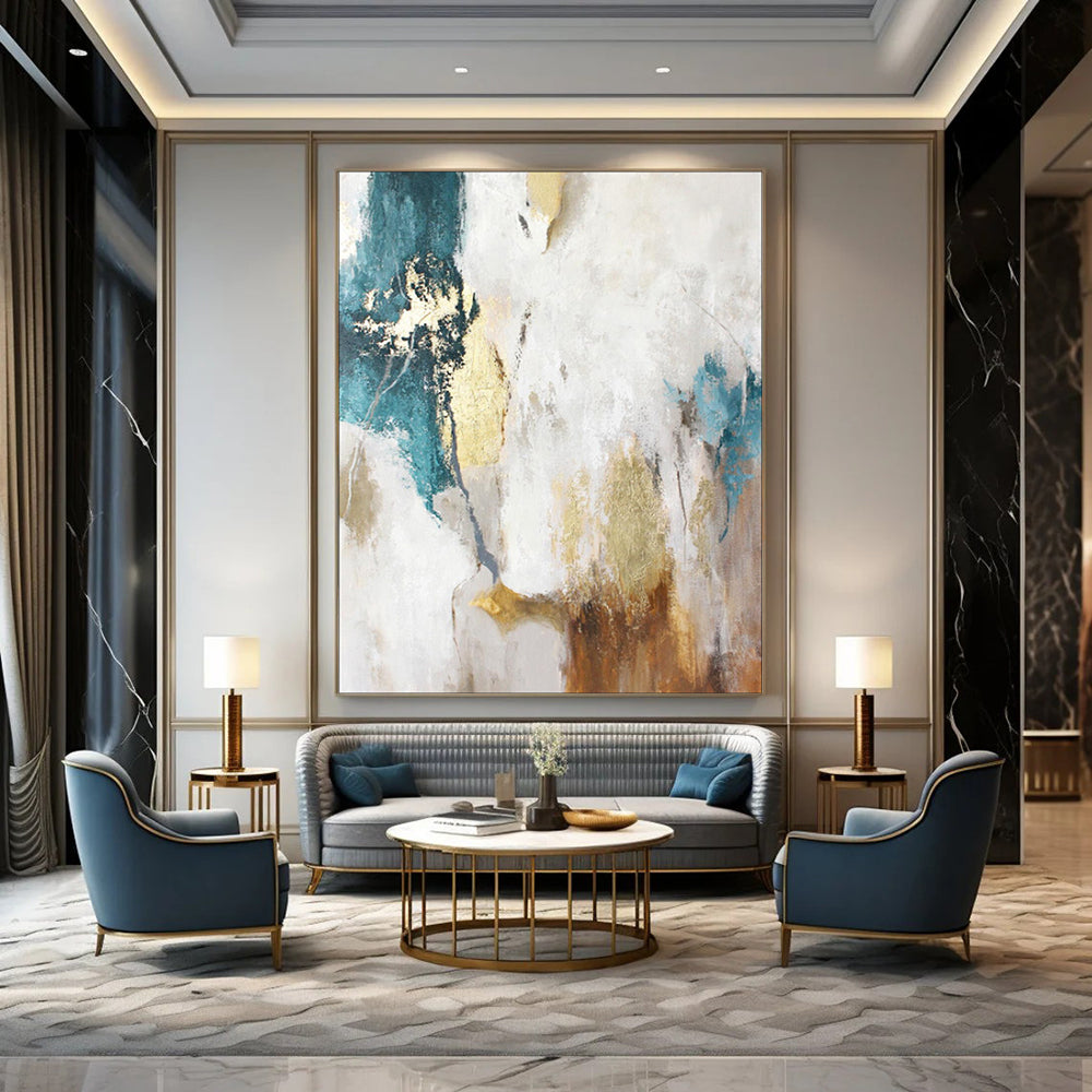 Oversized Custom Hand-Painted Abstract Canvas for Bedroom & Hallway LargeART1924