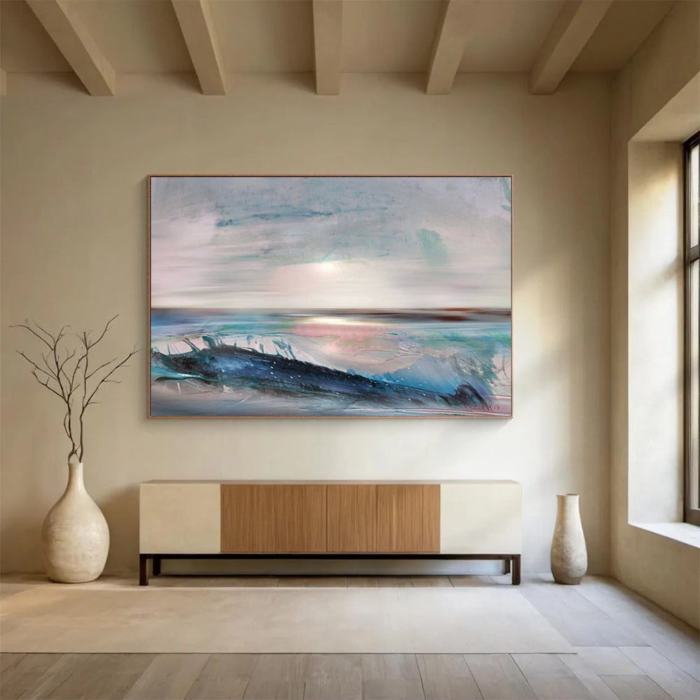 Pink - Blue Ocean Abstract: Creating a Romantic Ocean Atmosphere DLZ148