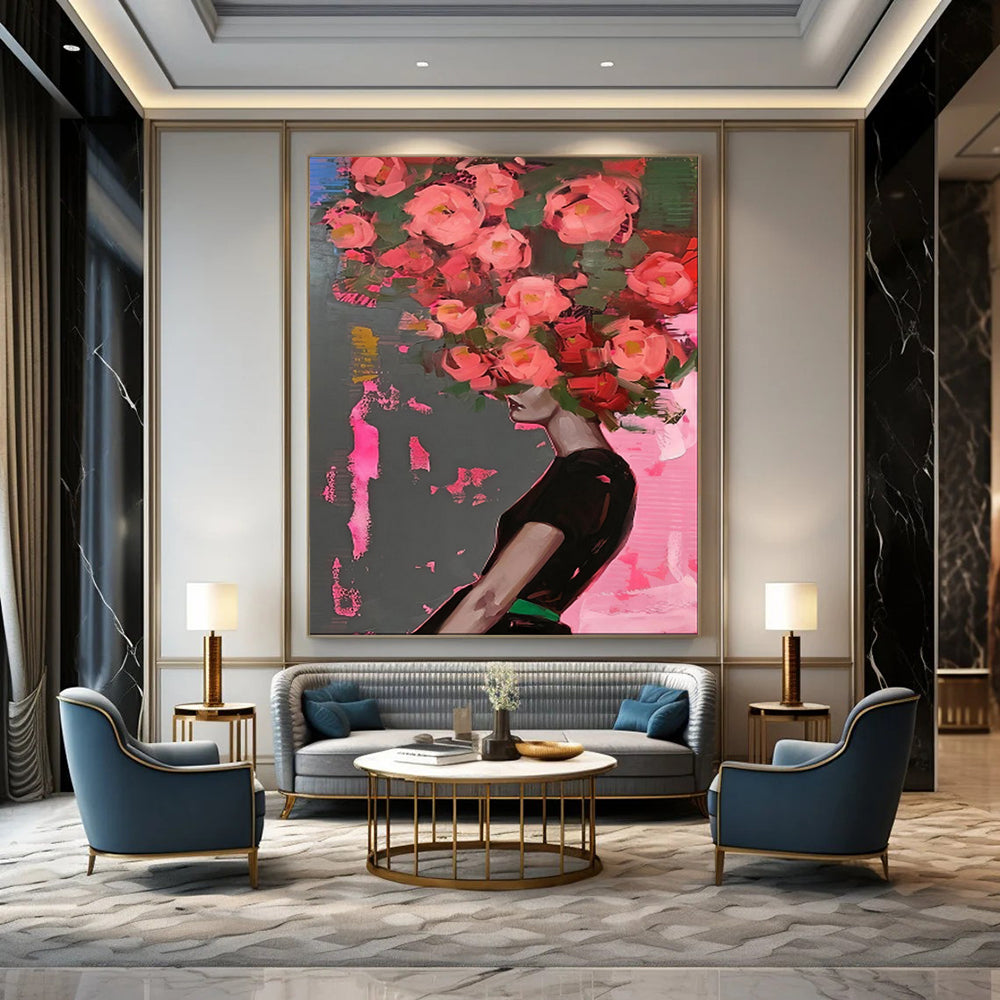 Opulent & Ornate Large-Scale Custom Hand-Painted Abstract Painting for Dining Room & Hotel LargeART1952