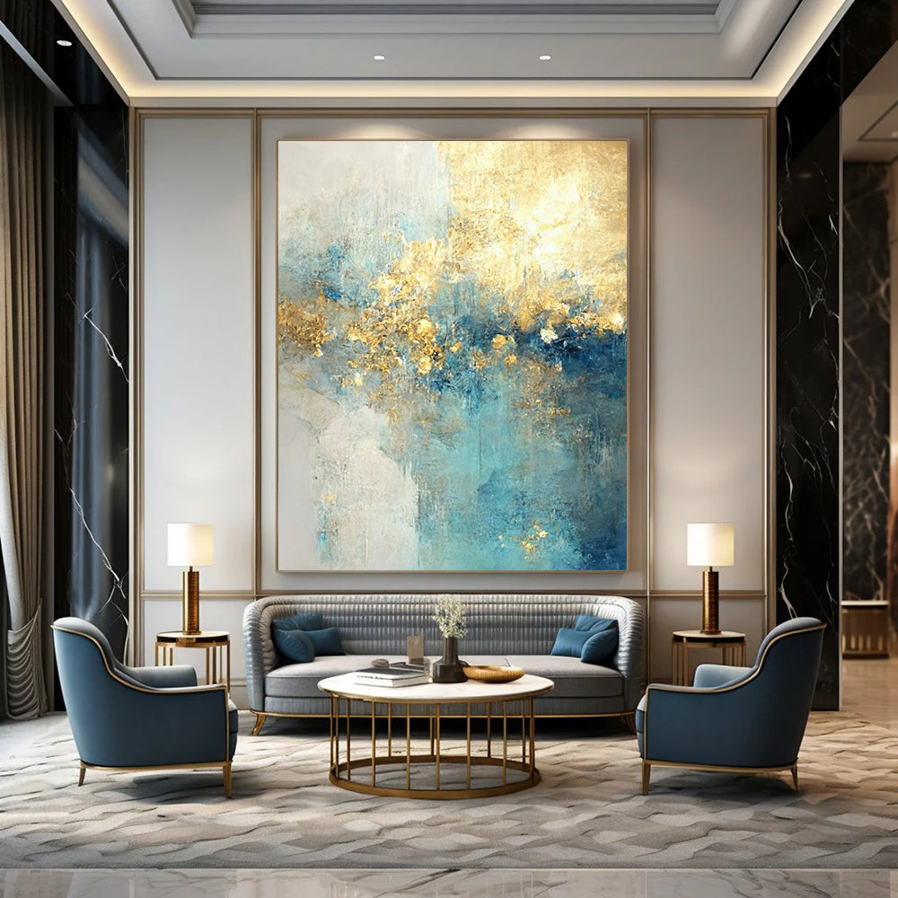 Monumental - Extent Hand - Painted Textured Custom Abstract Gemstone for Dining Room and Living Room DTP077