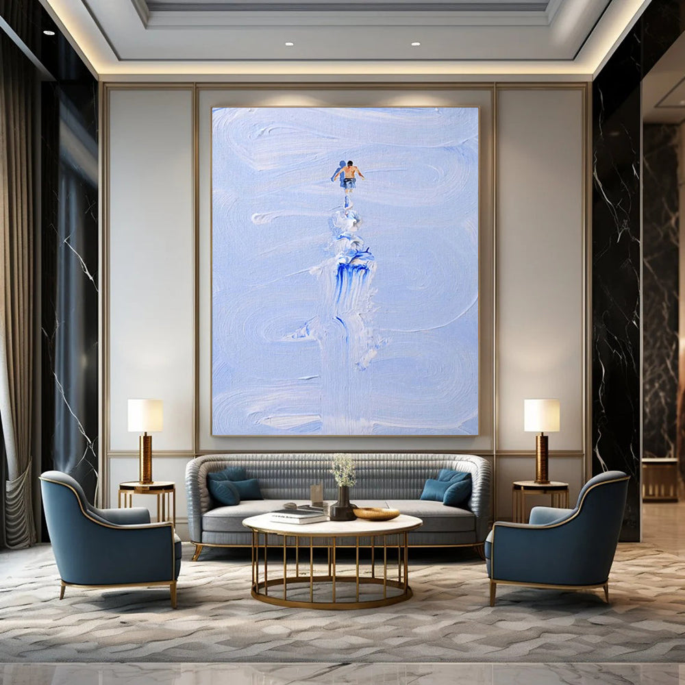 Custom Hand-Painted Abstract Masterpieces: Textured Beauty for Hotel & Entryway DTP327