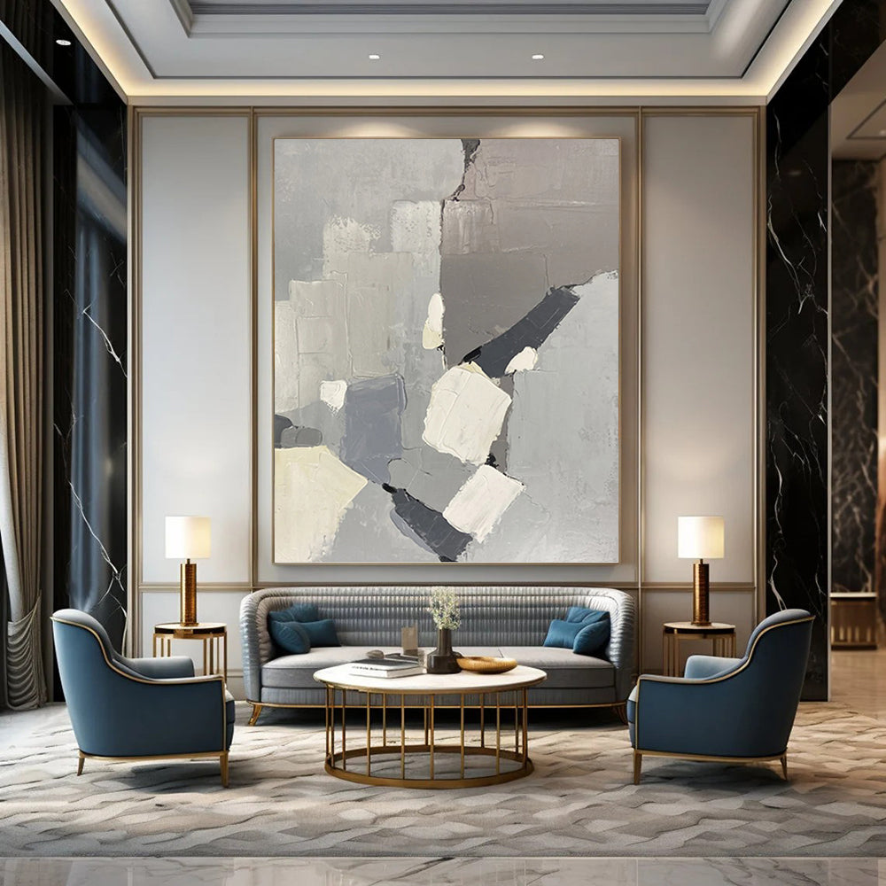 Majestic Vertical Hand - Painted Textured Custom Abstract Epoch for Living Room and Hotel DKH1586