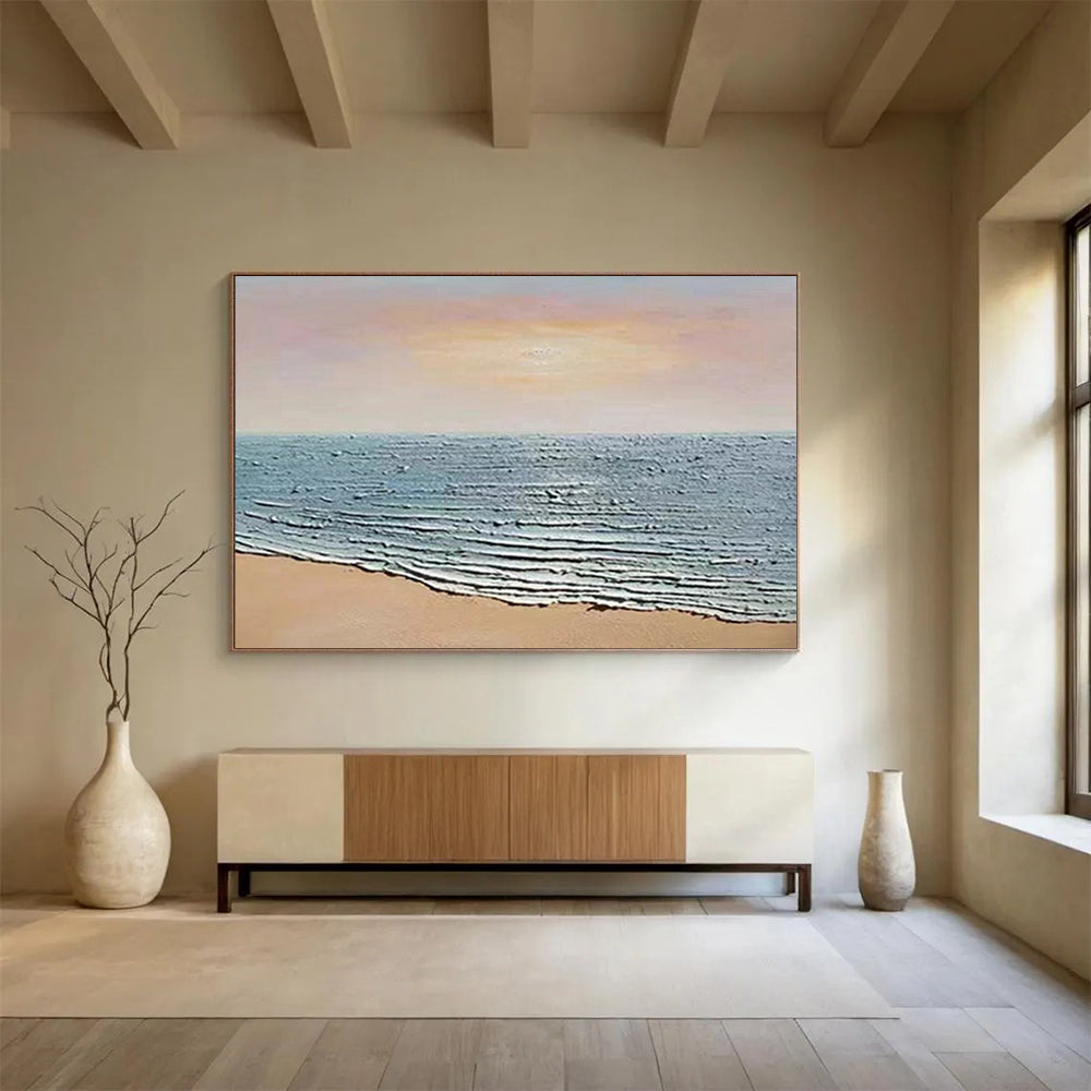 Textured Beach Wave Art - Serene Coastal Living Room or Bathroom Decor DLZ184