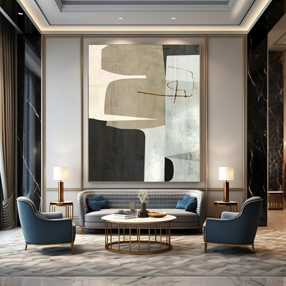 Large-Format Hand-Painted Abstract Canvases for Living Room & Office LargeART2319