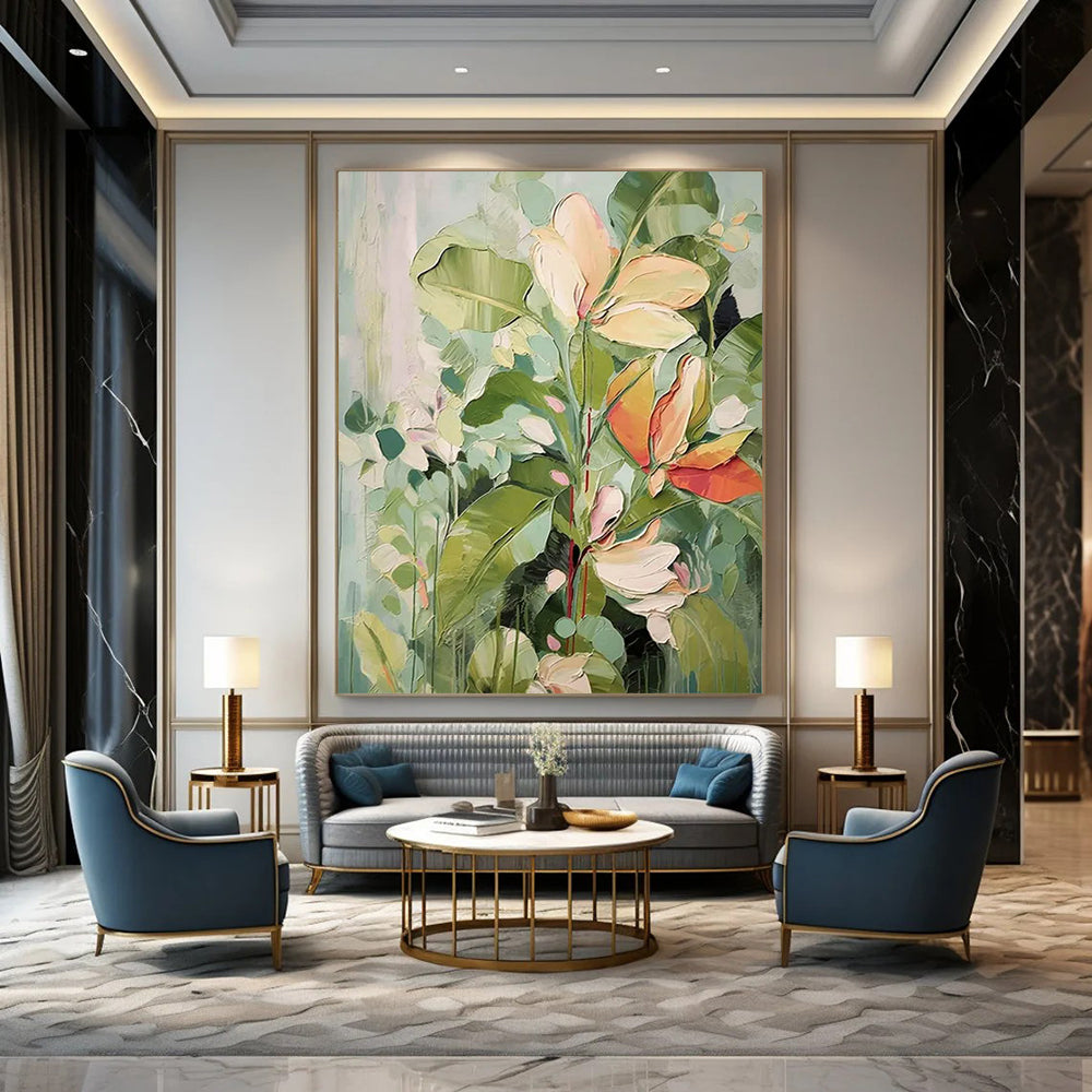 Luminary Trails: Oversized Hand - Painted Textured Custom Abstract Painting for Bedroom and Office DTP083