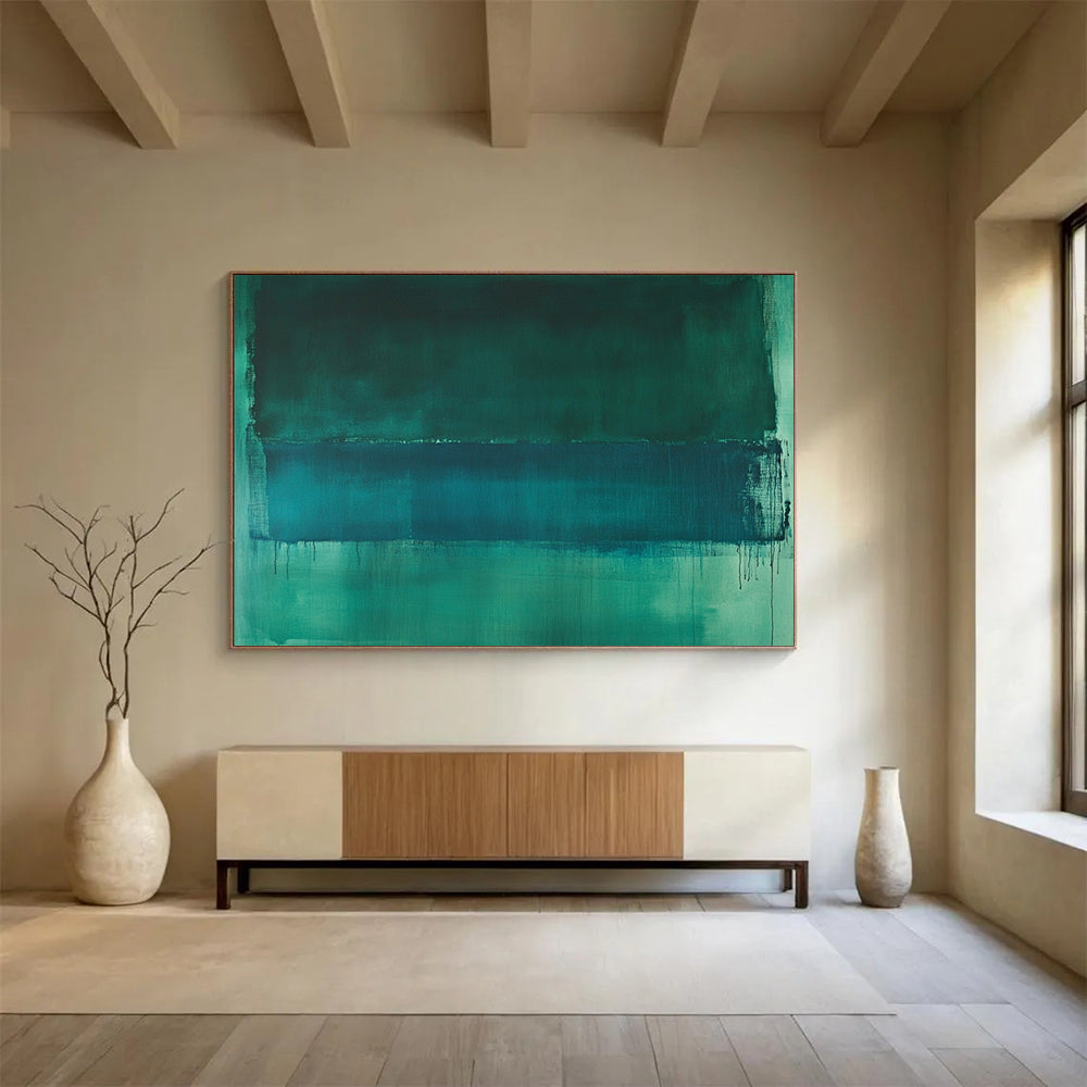 “Teal Layers” - Green, Blue, Teal, Minimalist Color Field Painting On Canvas HB1061