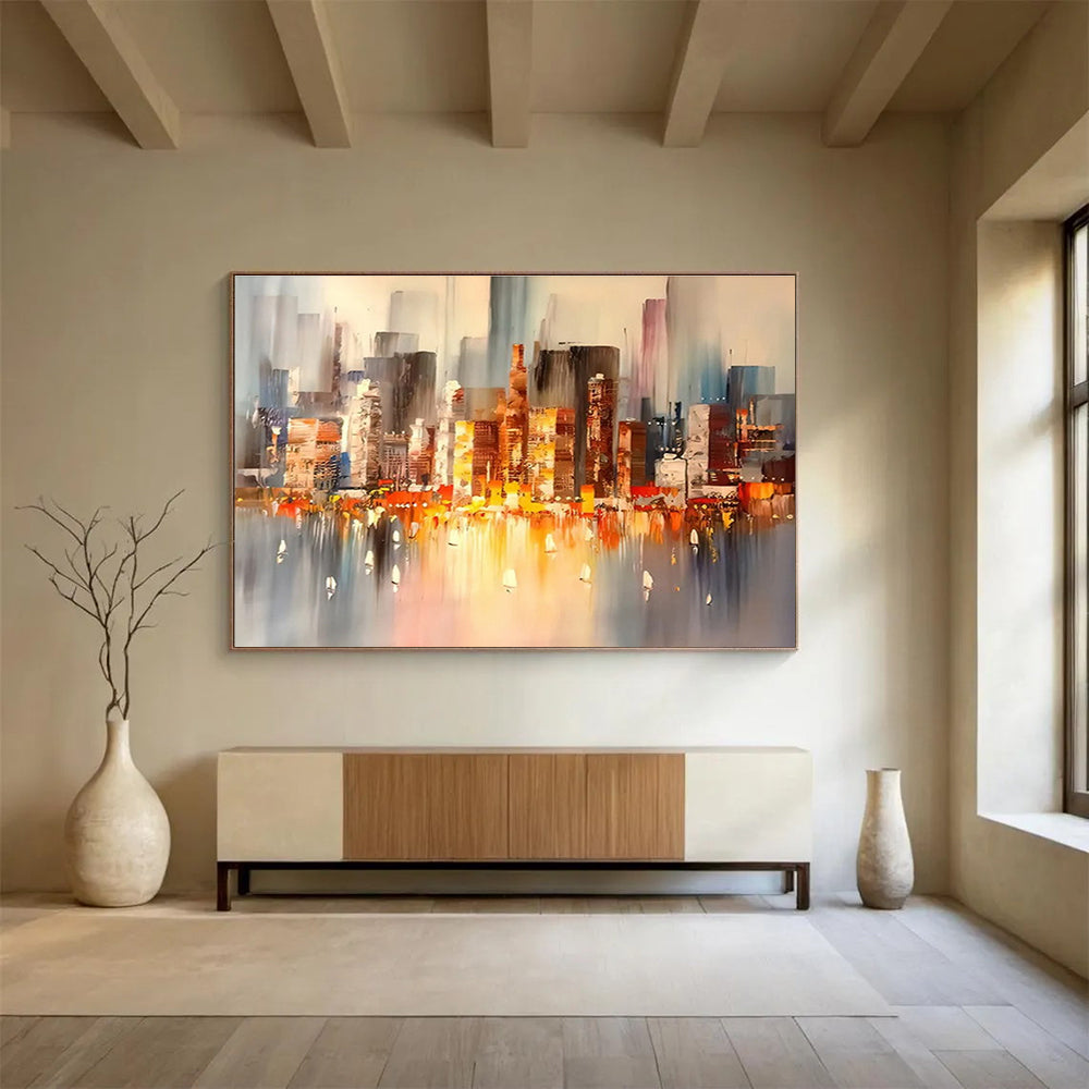 Statement - Making Large Abstract Canvas with Rich Textural Layers for Living Room & Office DKH899