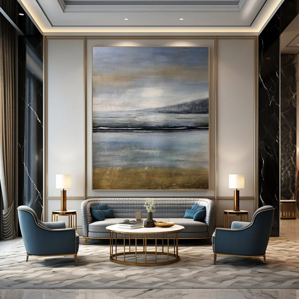 Tall - Stretch Vertical Hand - Painted Textured Custom Abstract Hymn for Hotel and Bedroom DKH1576