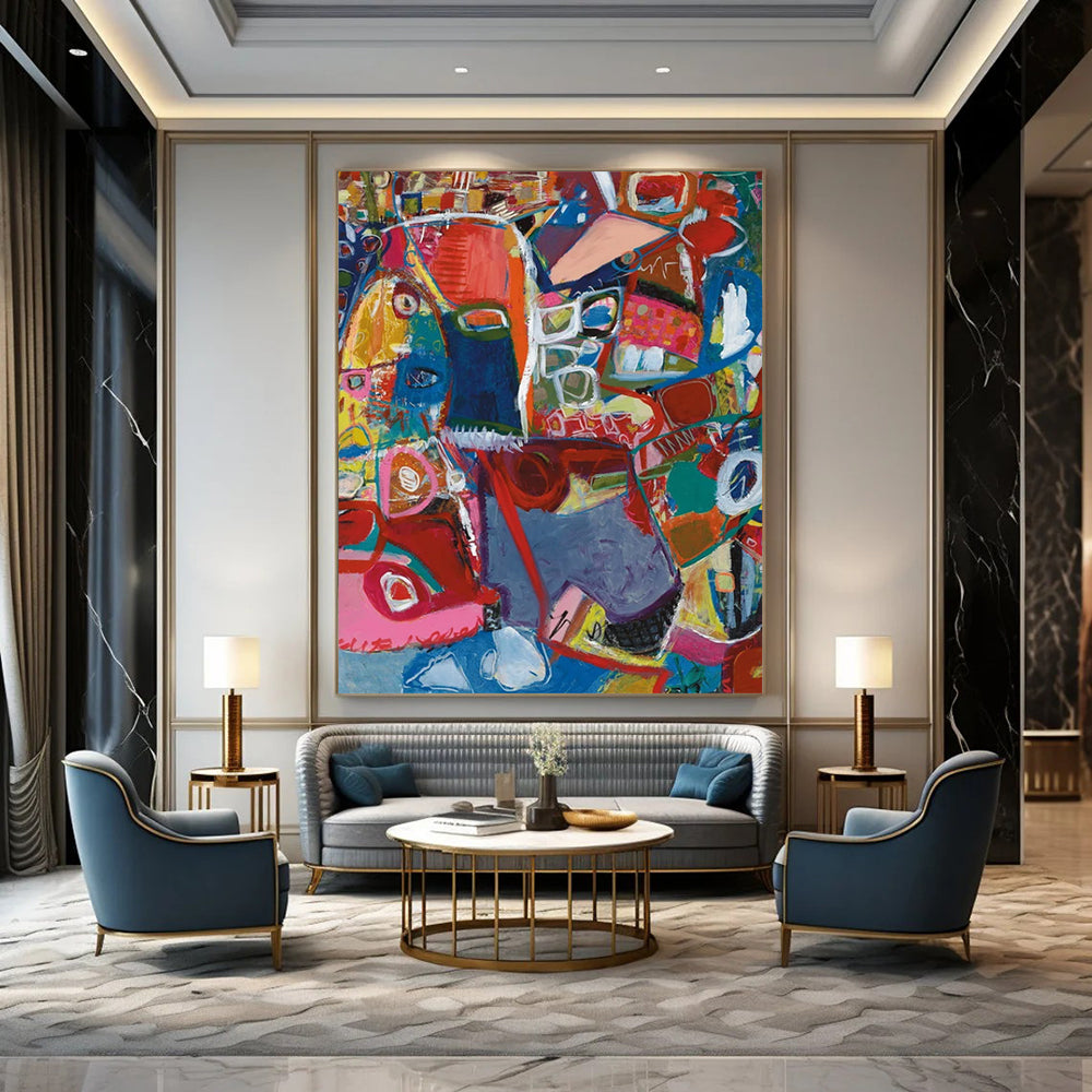 Hand-Painted Large Custom Abstract Paintings: Textured Styles for Dining Room & Bar DTP297