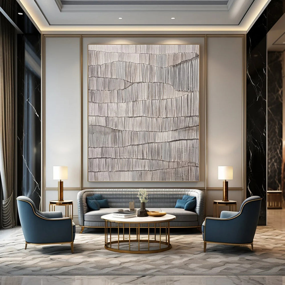 Colossal Hand - Painted Custom Textured Abstract Canvas for Dining Room & Bar DKH1034