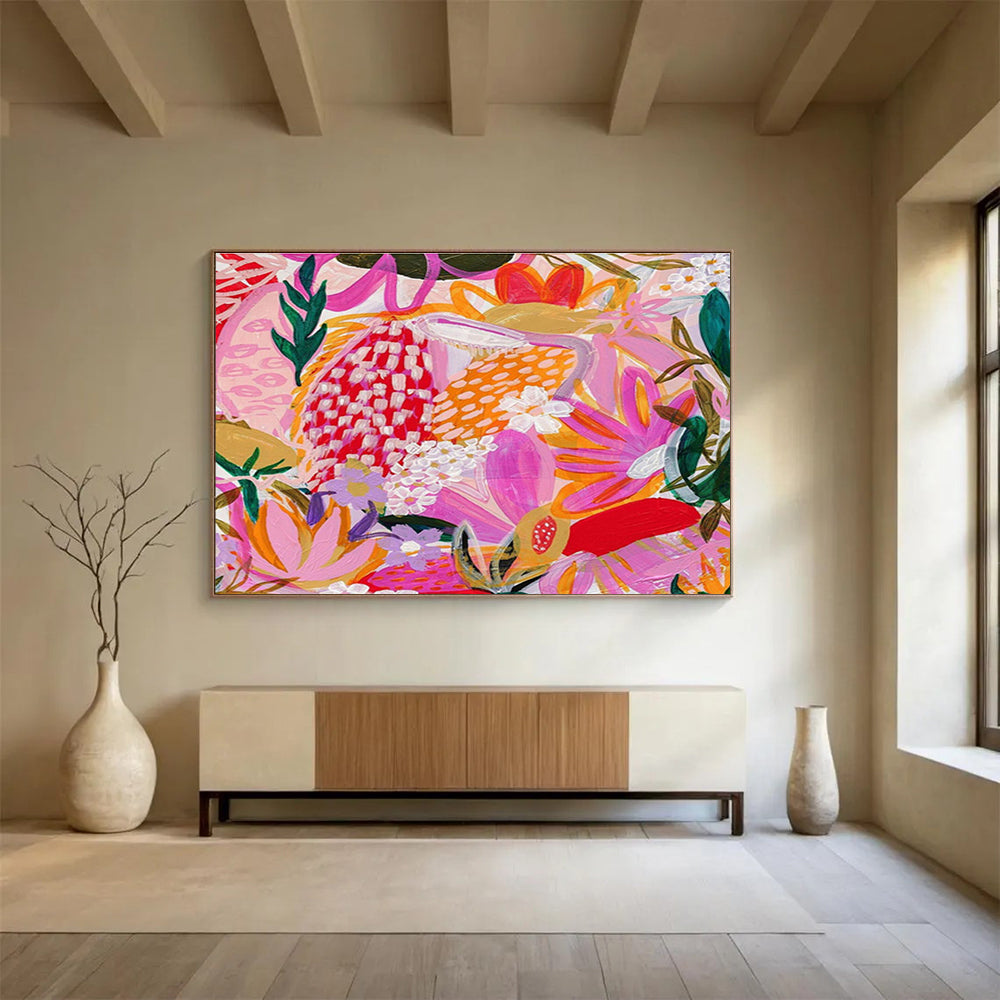 Large - Format Textured Hand - Painted Abstract Artwork for Space Accent DKH708
