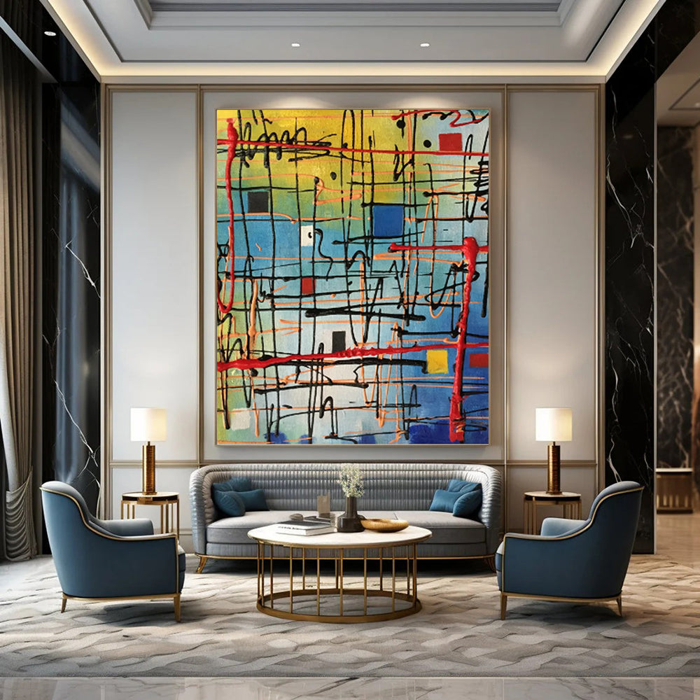Grand Vertical Hand - Painted Textured Custom Abstract Artifact for Bedroom and Living Room DKH1582