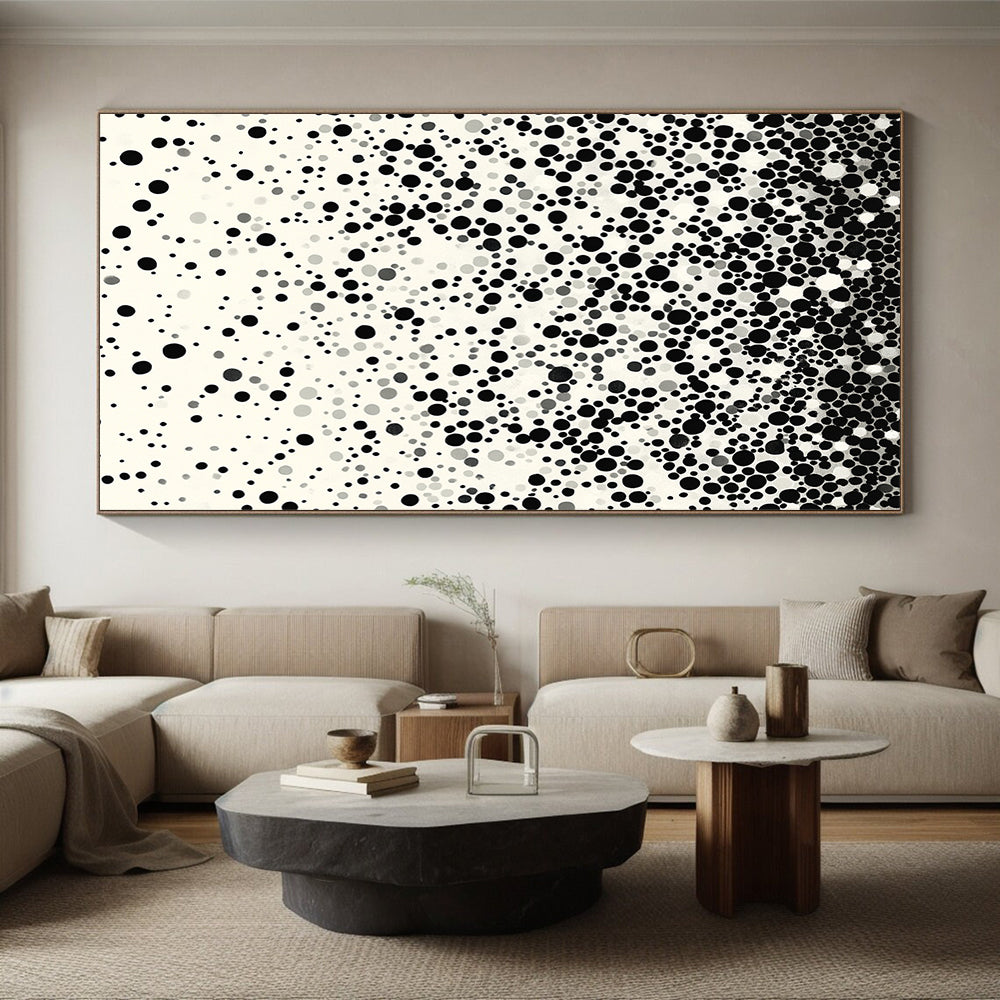 Black Dots Gradient on Light Background - “Subtle Dot Transition” Painting On Canvas HB225