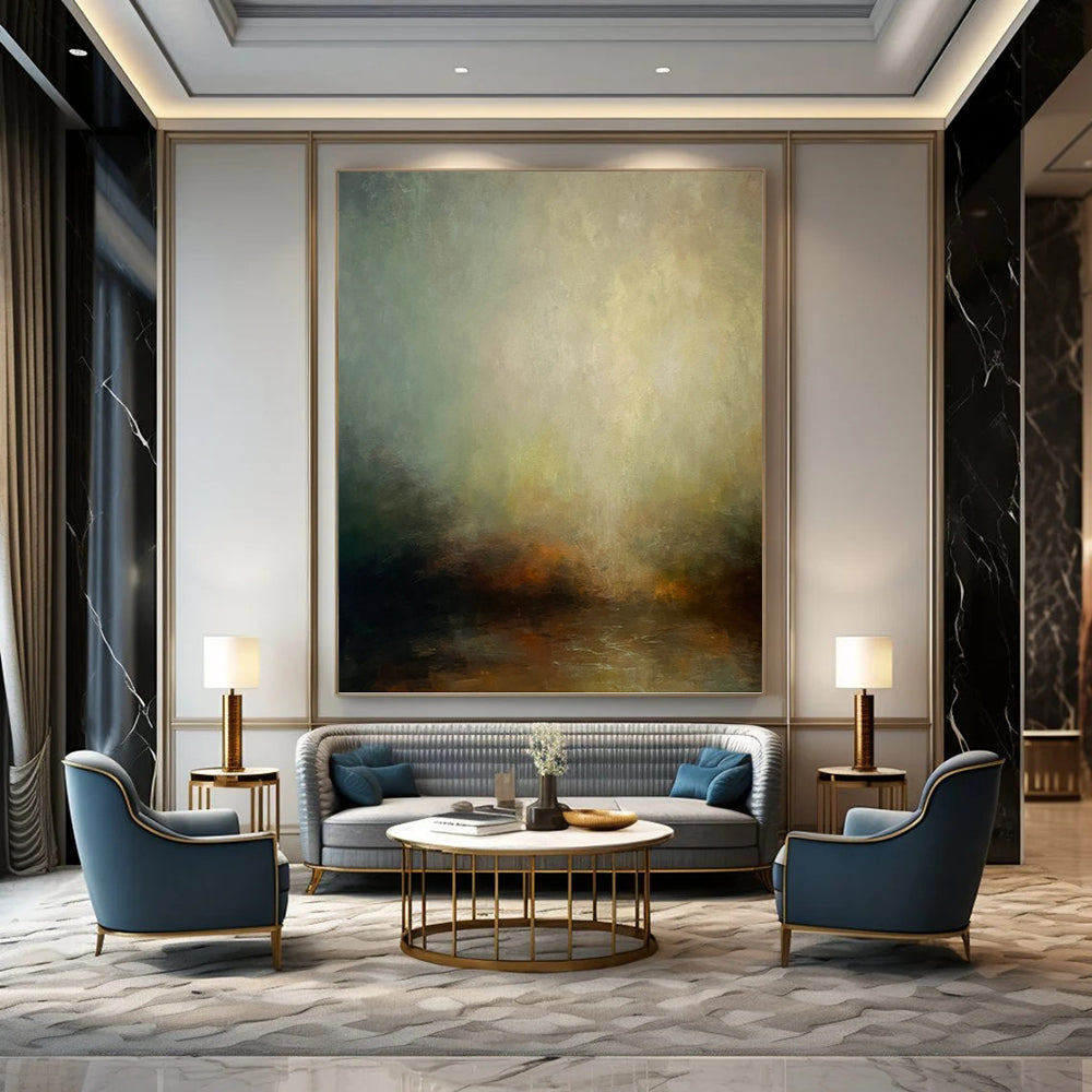 Palace - Scaled Vertical Hand - Painted Custom Abstract Narrative (with Exquisite Textures), for Bedroom and Bar DKH1535