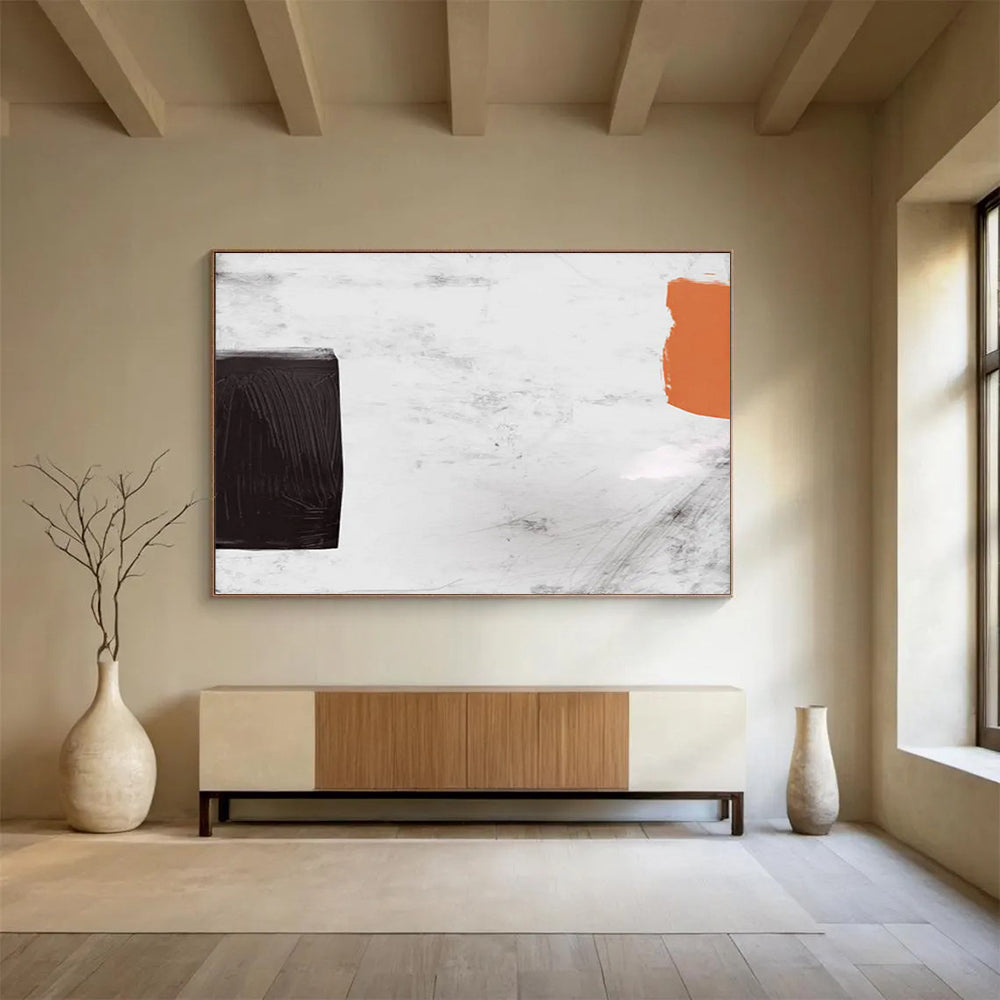Black - White - Orange Geometric Abstract: Artistic Symbols for Modern Spaces DLZ146