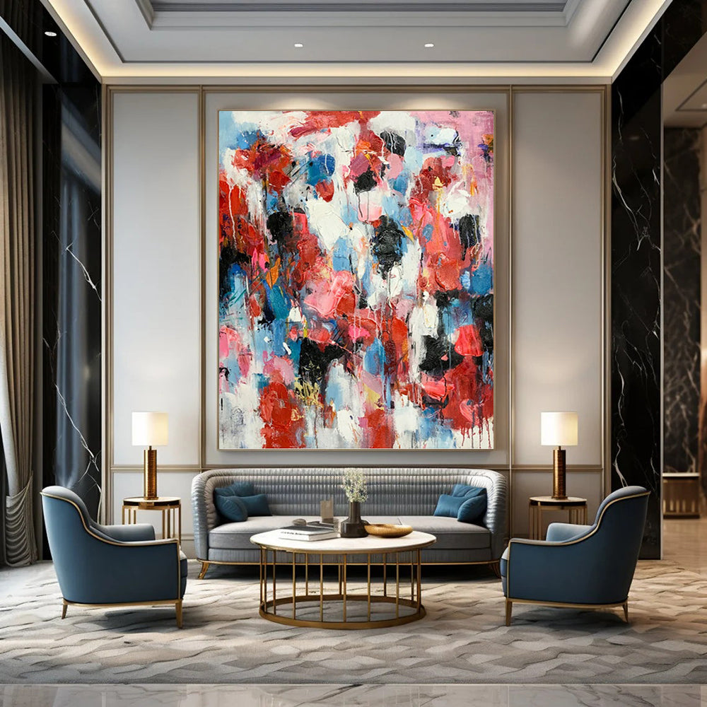 Elevated Vertical Hand - Painted Custom Abstract Treasure (with Floral Textures) for Bedroom and Dining Room DKH1585