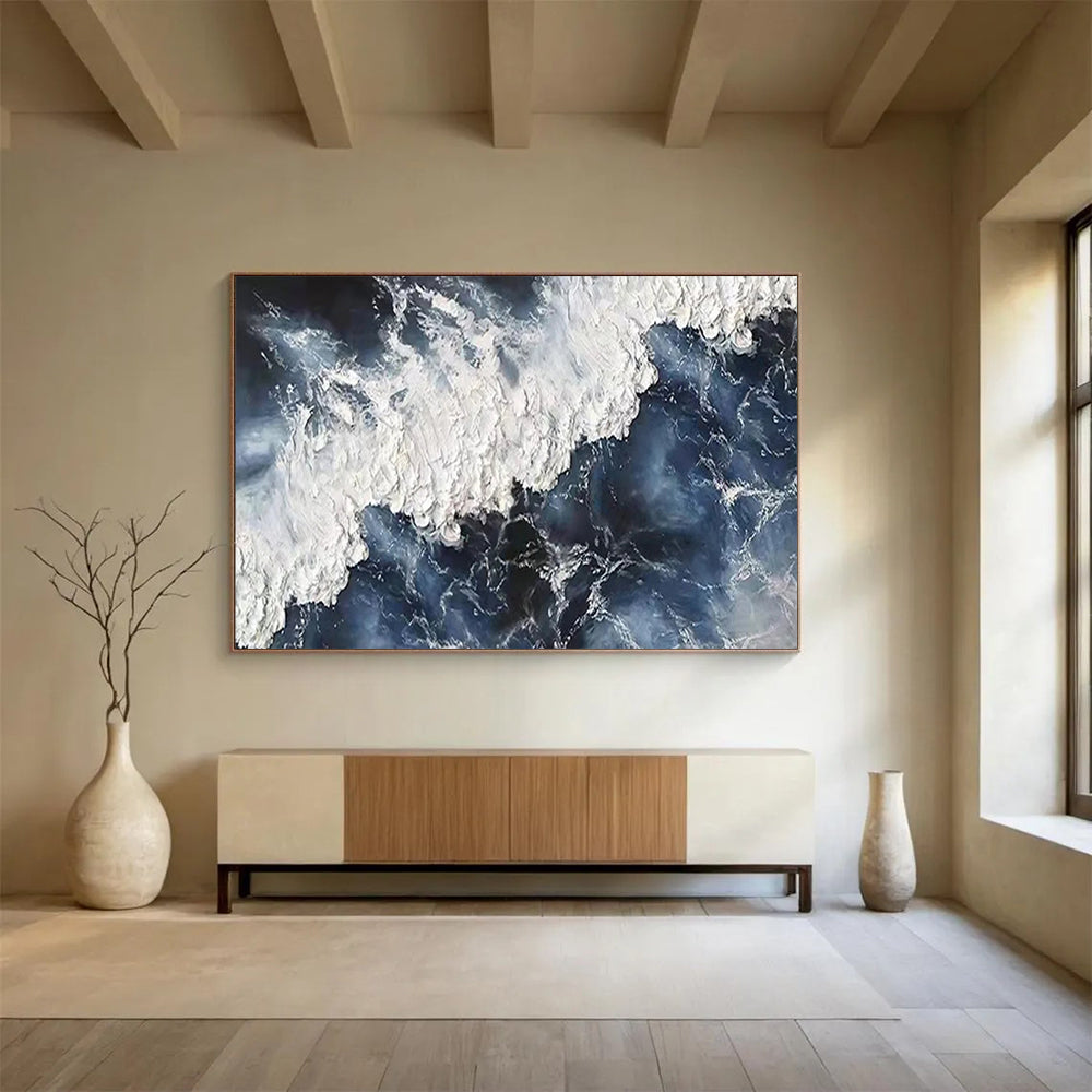 Textured Ocean Wave - Dramatic Coastal Living Room Art DLZ250