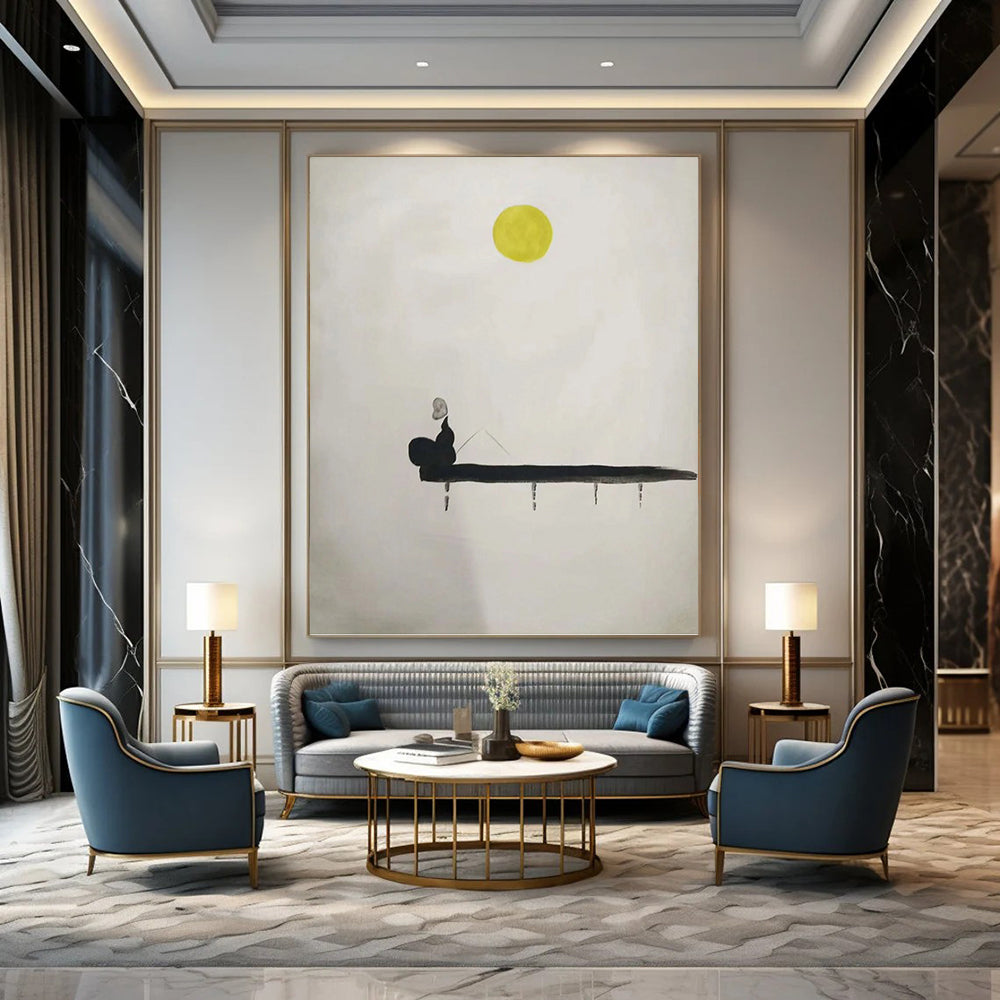 Extended - Sized Vertical Hand - Painted Textured Custom Abstract Rhapsody for Office and Hallway DKH1562