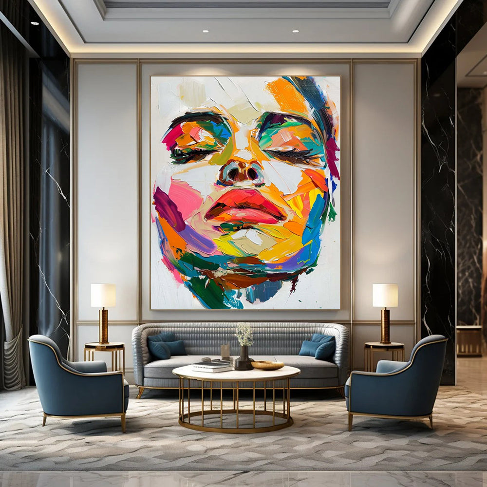 Lunar Labyrinth: Stupendous Hand - Painted Custom Abstract Art for Living Room and Hotel DTP090