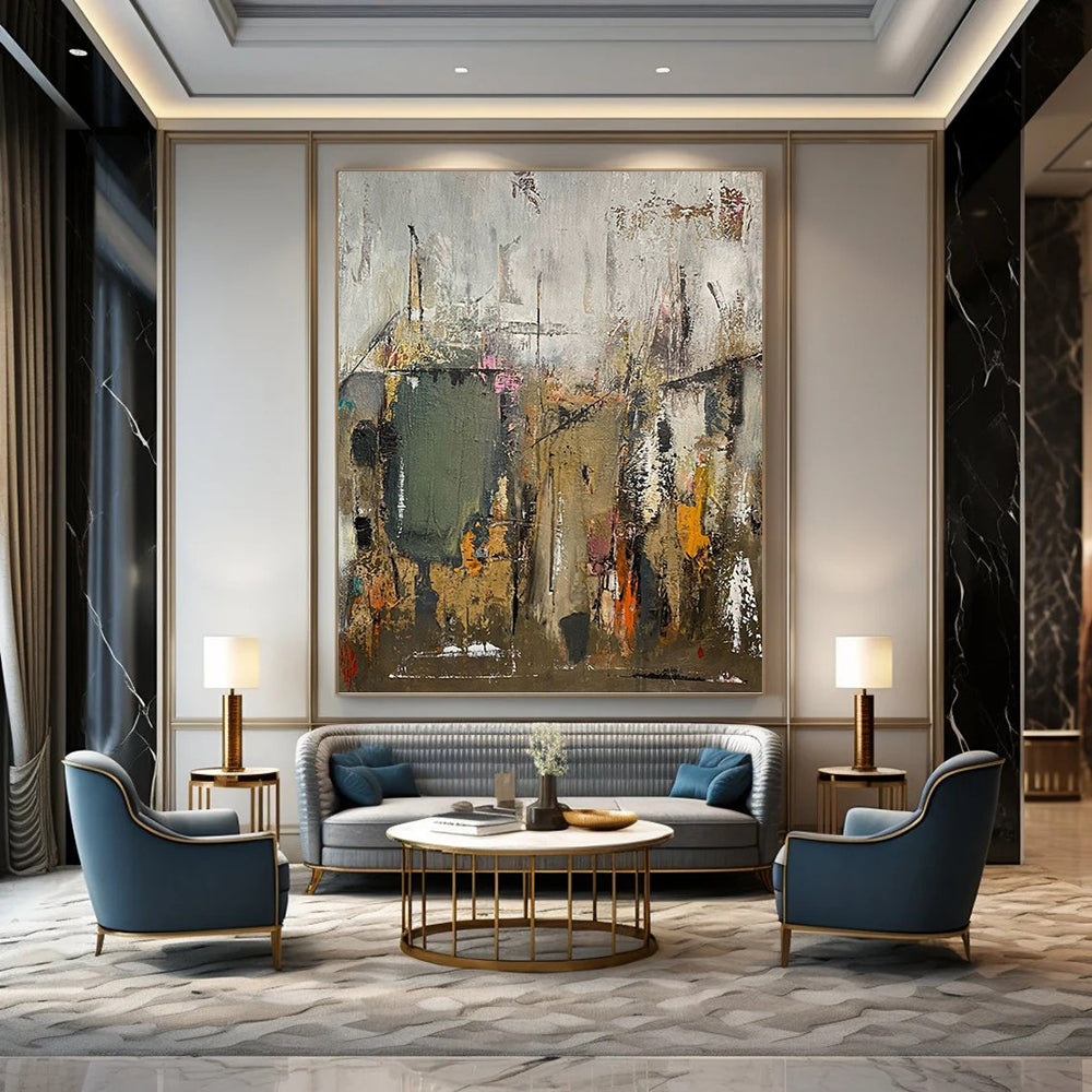 Massive Hand - Painted Custom Texture Canvas Abstract for Hallway & Entryway DKH1038