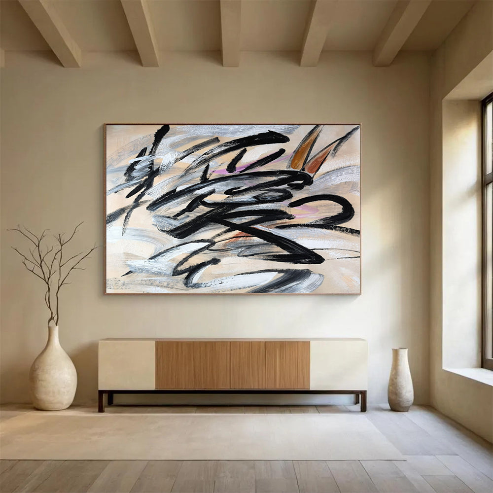 “Sonic Waves” Giant Abstract Wall Decor for Living Room & Hallway DKH289