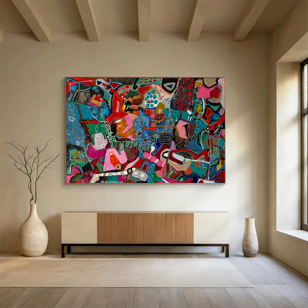 Colorful Abstract Mosaic - Vibrant Living Room or Office Art DLZ242