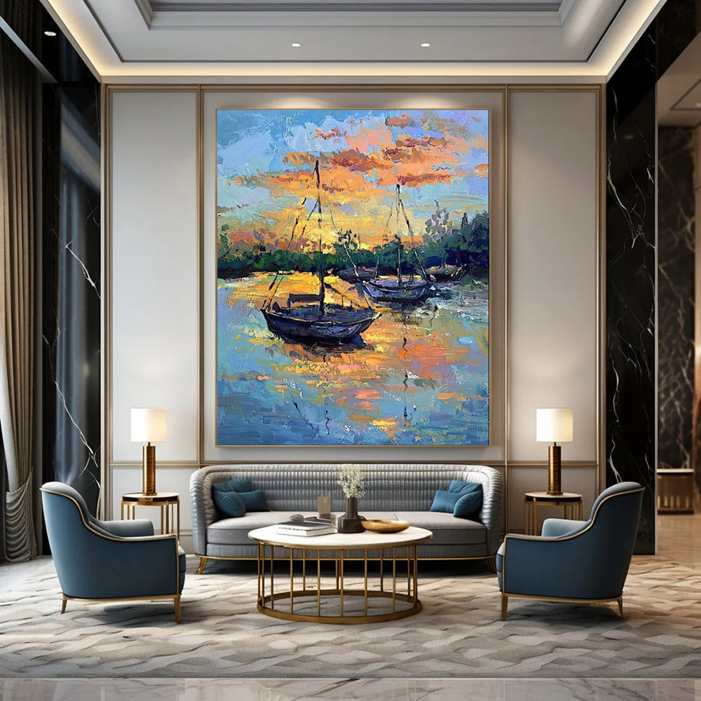 Large-Scale Hand-Painted Abstract Mural for Bedroom & Living Room LargeART1894