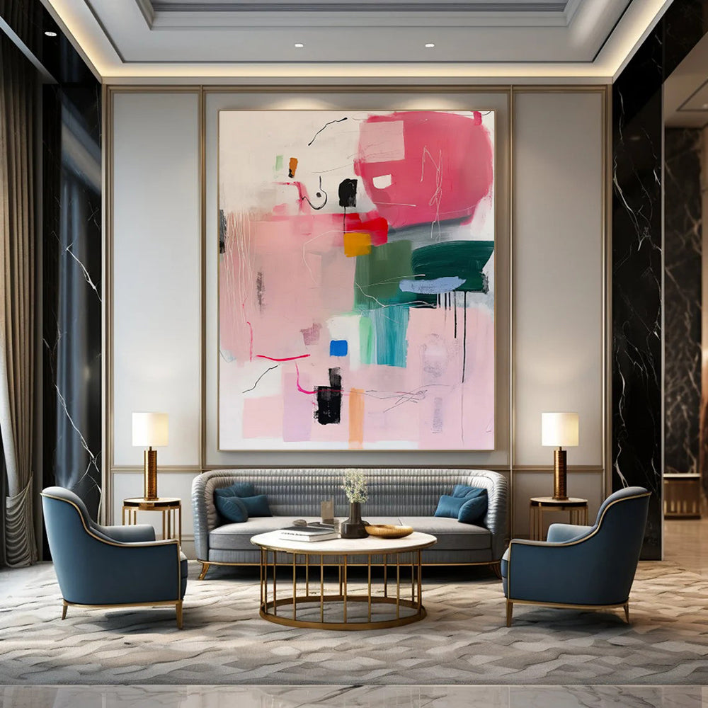 Oversized Hand - Painted Custom Textured Abstract Artwork for Hallway & Entryway DKH0998