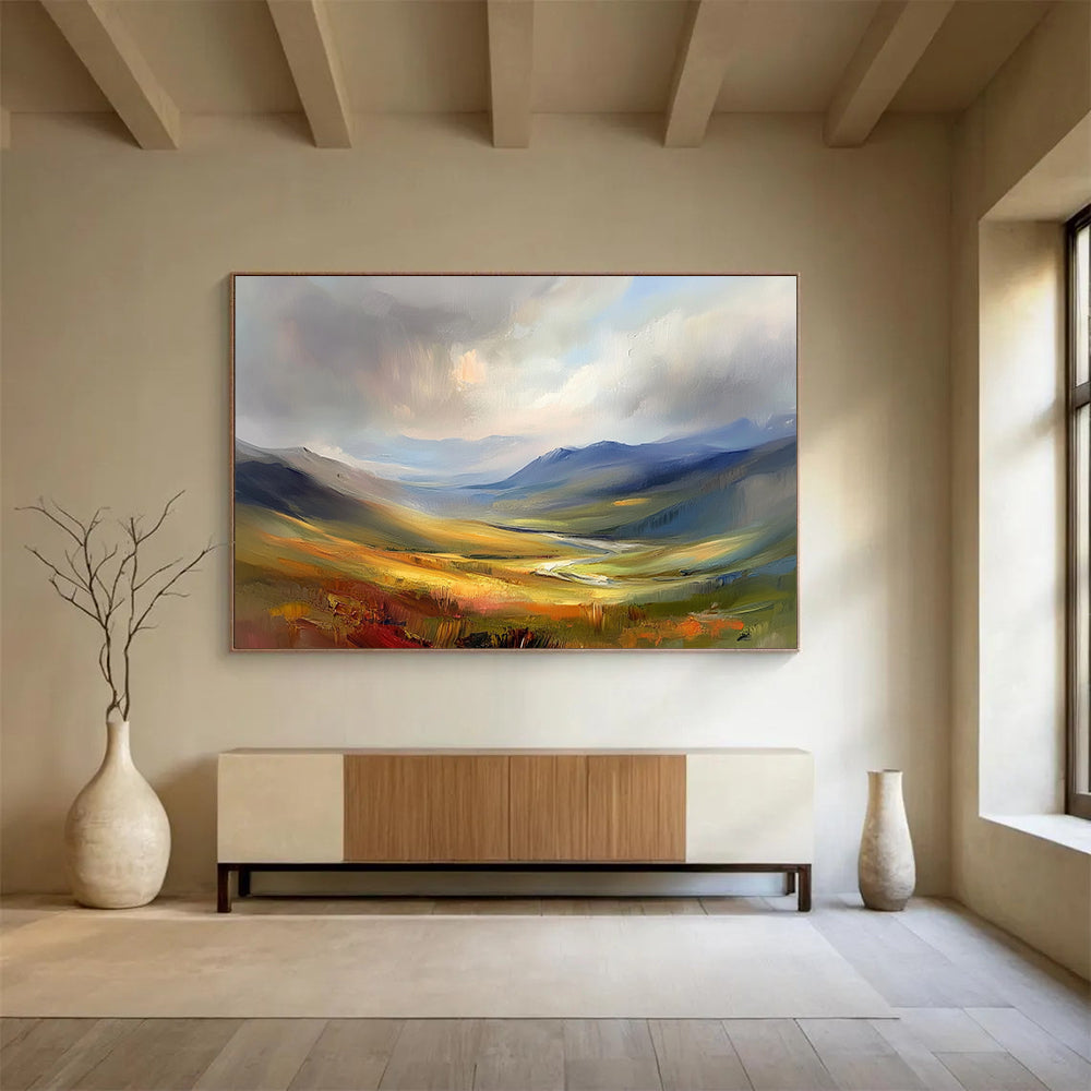 Colorful Mountain Landscape "Vivid Valleys" Painting On Canvas HB0663