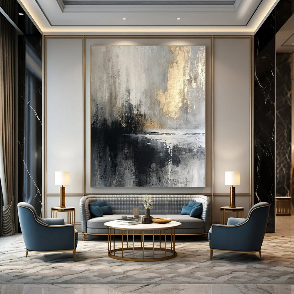 Super - Sized Hand - Painted Textured Custom Abstract Gem for Bedroom and Hotel DTP067