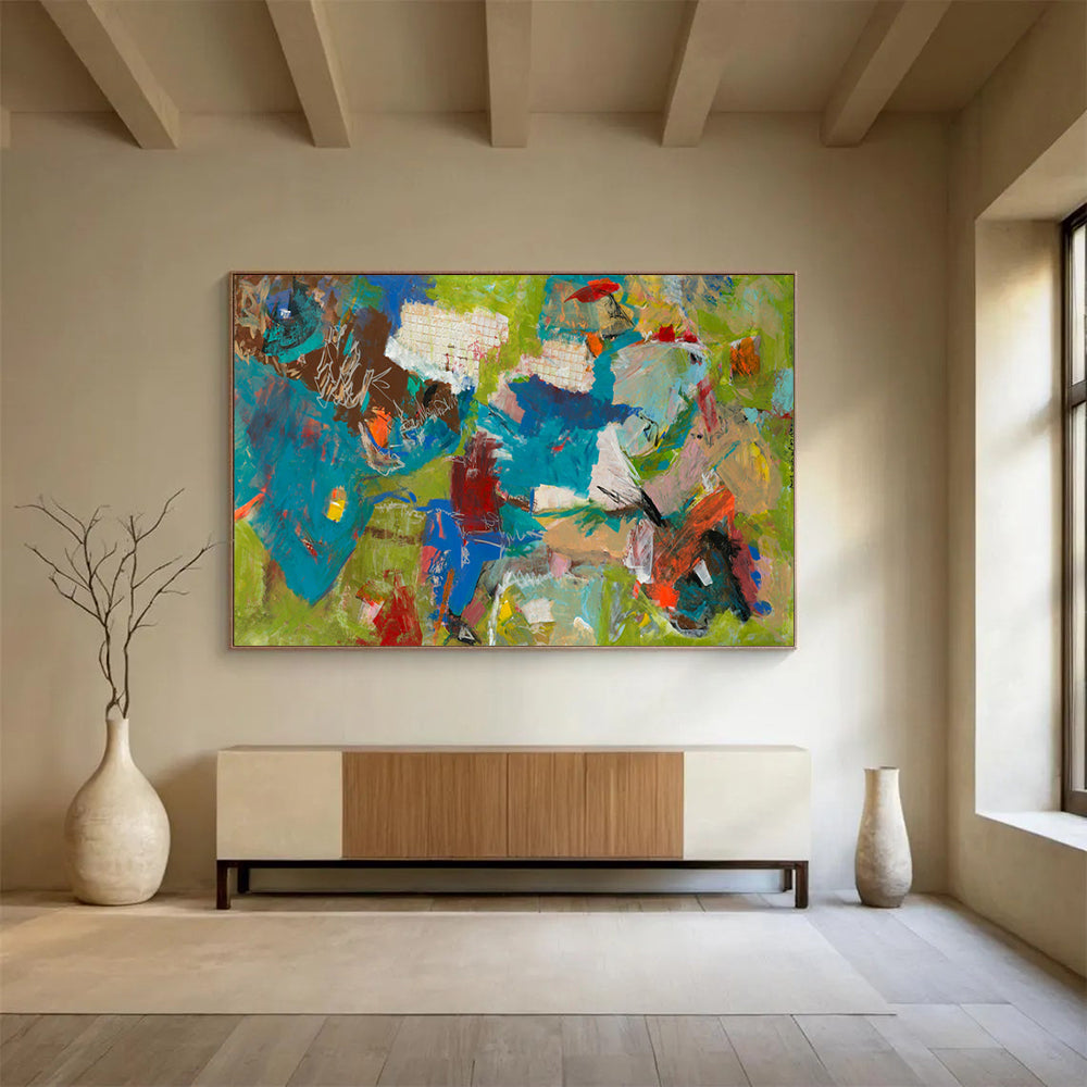 Colorful Abstract Expressionism - Bold Living Room or Studio Art DLZ237
