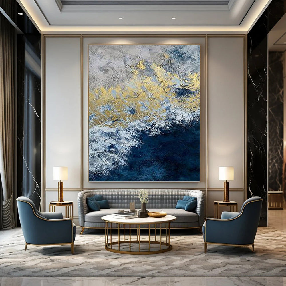 Towering Vertical Hand - Painted Custom Abstract Masterpiece with Textured Depth, Perfect for Bedroom and Office DKH1549