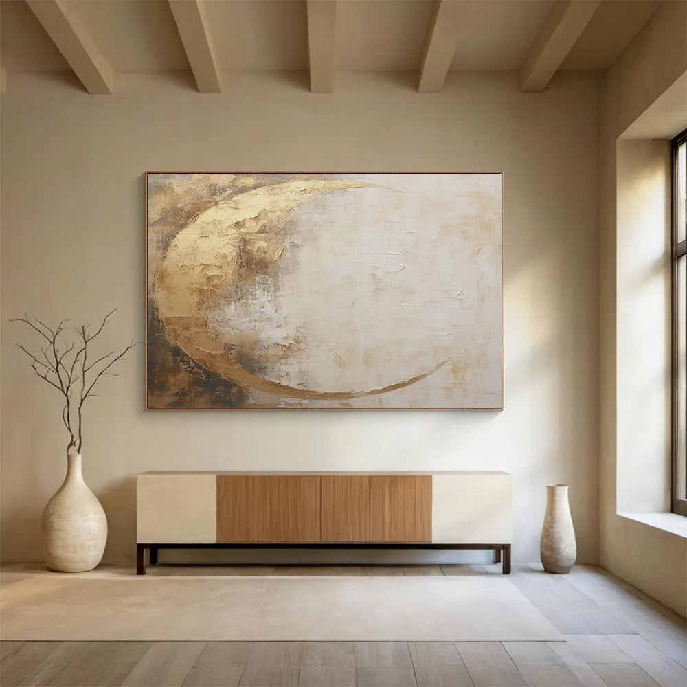 Gold & Beige Moon Abstract - Serene Bedroom Accent DLZ081