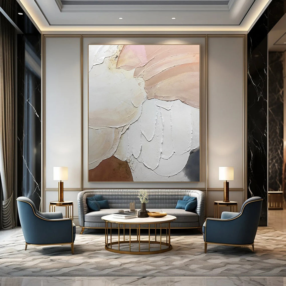 Earthy & Natural Hand-Painted Custom Abstract Painting for Dining Room & Hotel LargeART1991