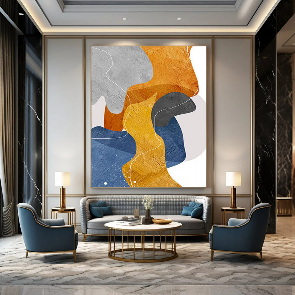 Stately Vertical Hand - Painted Textured Custom Abstract Gem for Dining Room and Living Room DKH1550