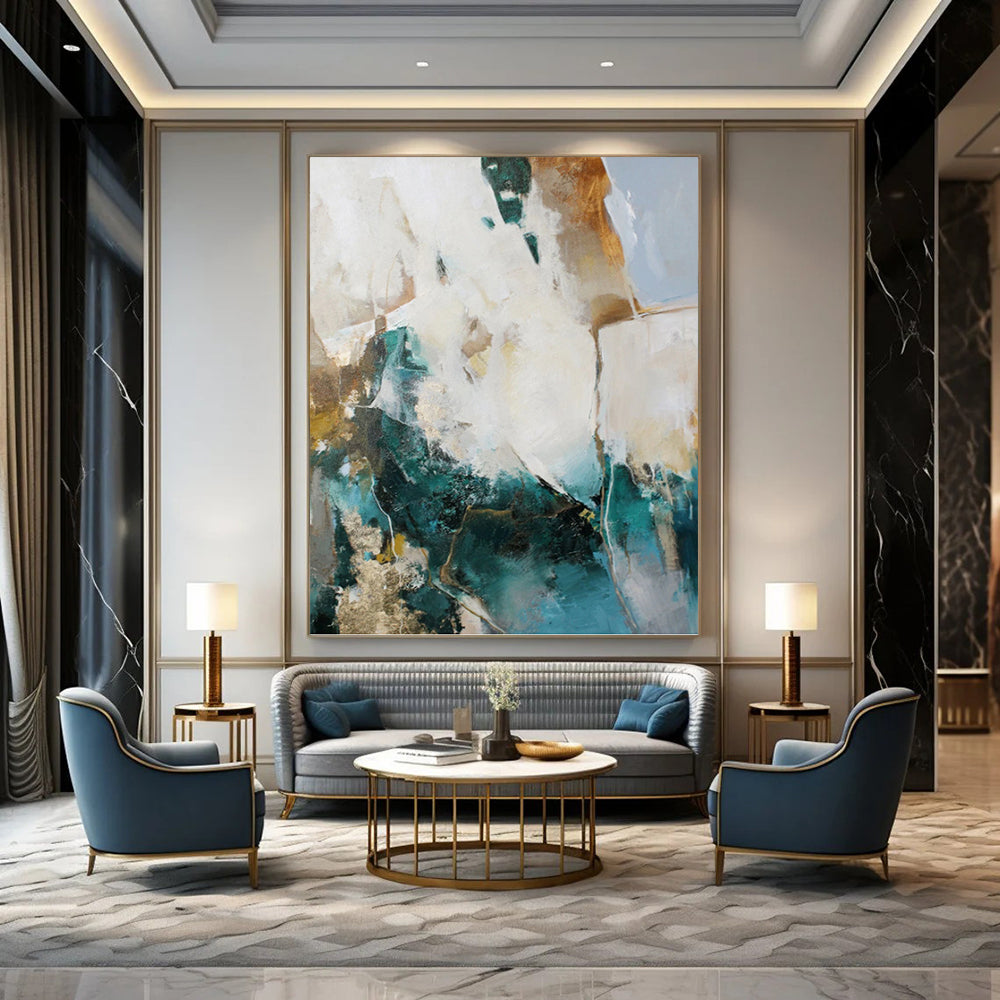 Oversized Hand - Rendered Custom Textured Abstract Painting for Living Room & Office DKH1013