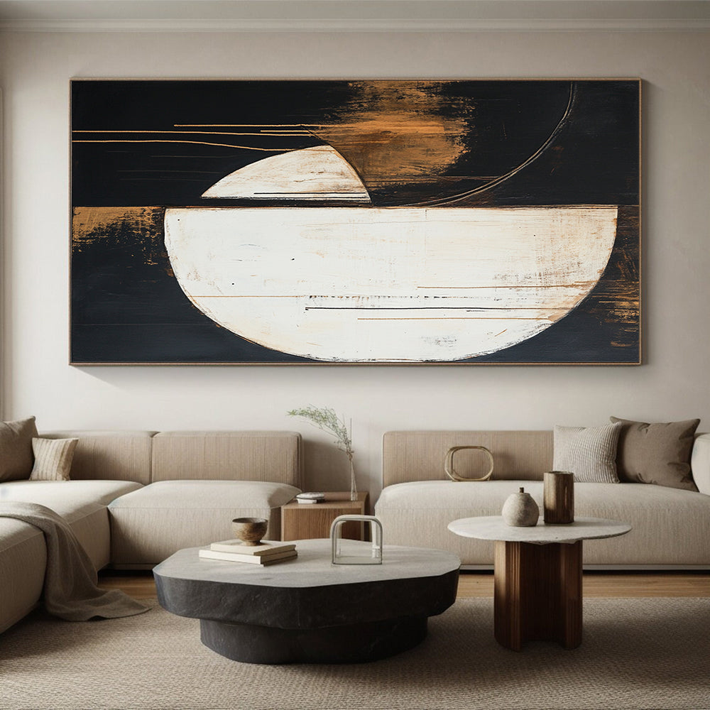Half - Moon Shapes with Earthy Tones "Earthy Balance" Painting On Canvas HB295