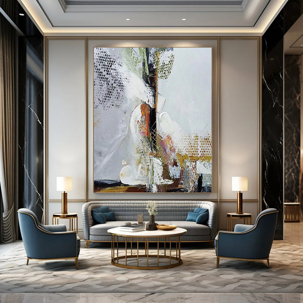Jumbo Hand - Painted Textured Custom Abstract Canvas for Dining Room and Office DTP043