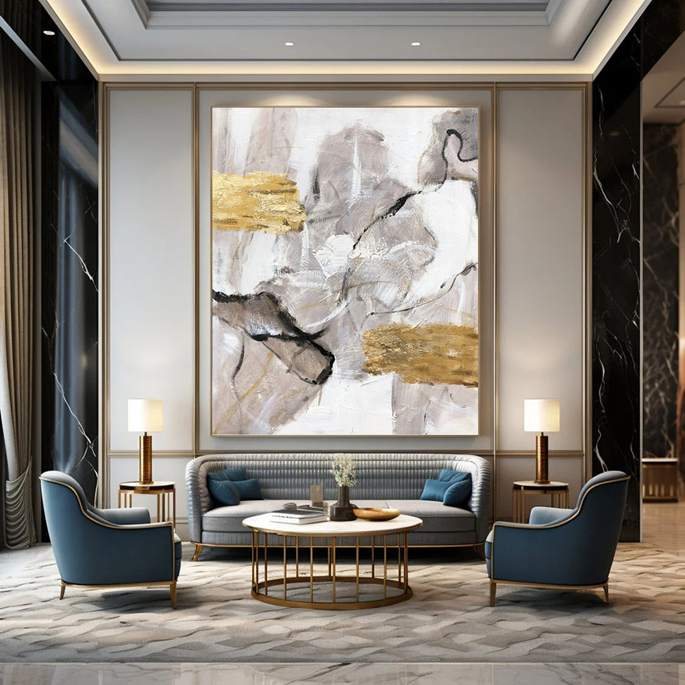 Regal Hand - Painted Textured Abstract Art for Hotel & Entryway DKH1301