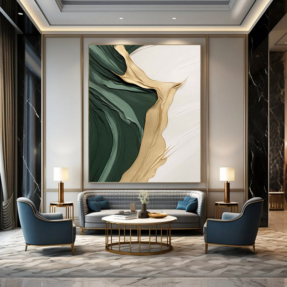 Oversized - Format Hand - Painted Textured Custom Abstract Gemstone, for Hotels and Entryway DKH1496