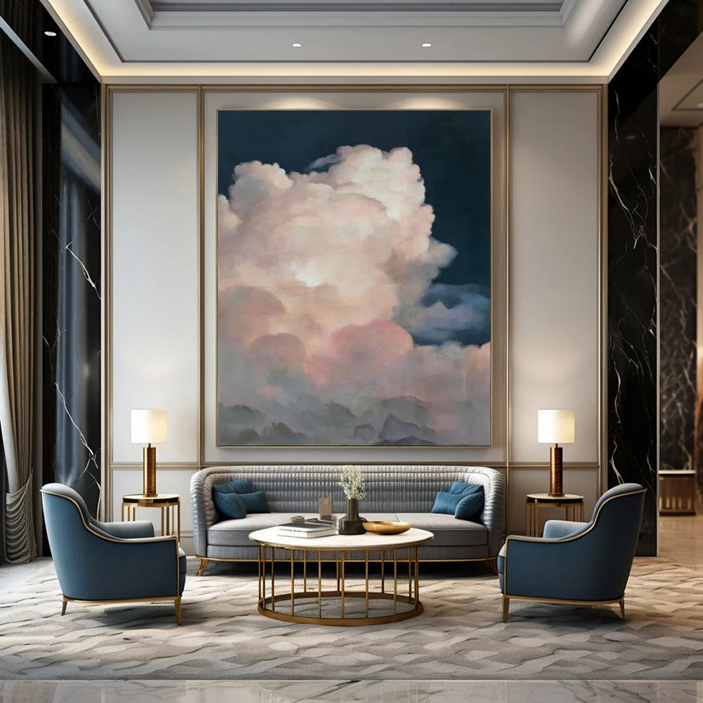 Organic & Fluid Hand-Painted Custom Abstract Painting for Office & Bar LargeART1975