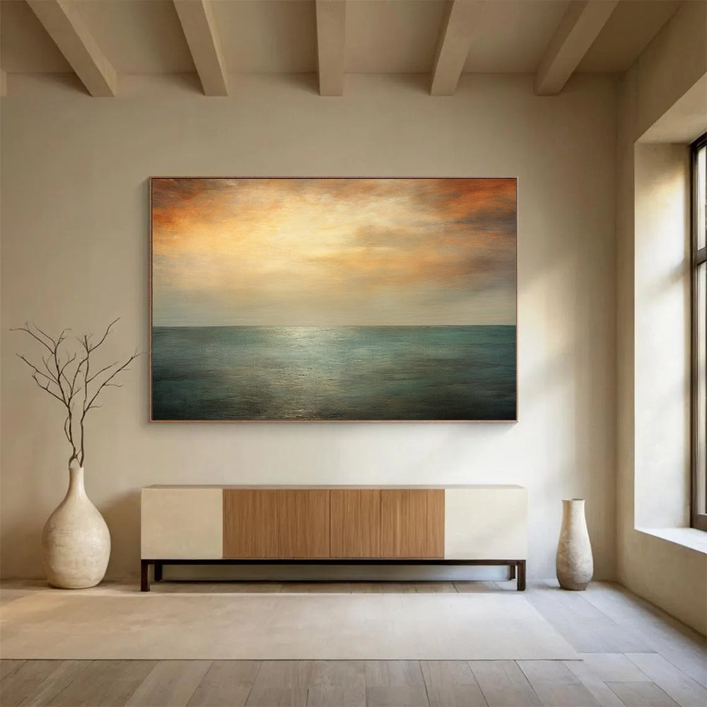 Serene Sea & Sky Abstract - Coastal Living Room Bliss DLZ010